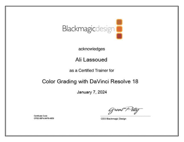 BM Certified Trainer COLOR GRADING