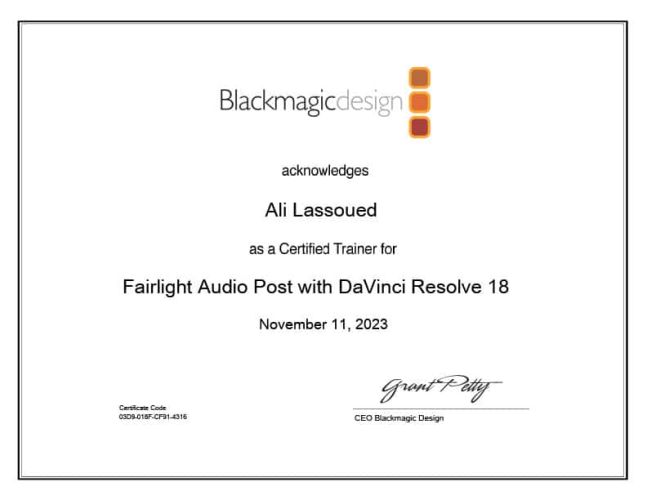 BM Certified Trainer FAIRLIGHT Audio