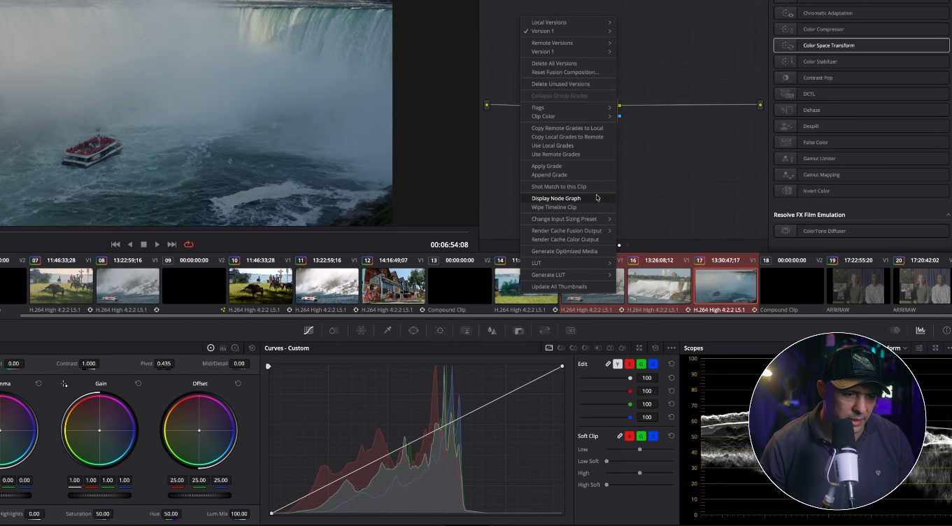 DaVinci Resolve Shot Match to This Clip option